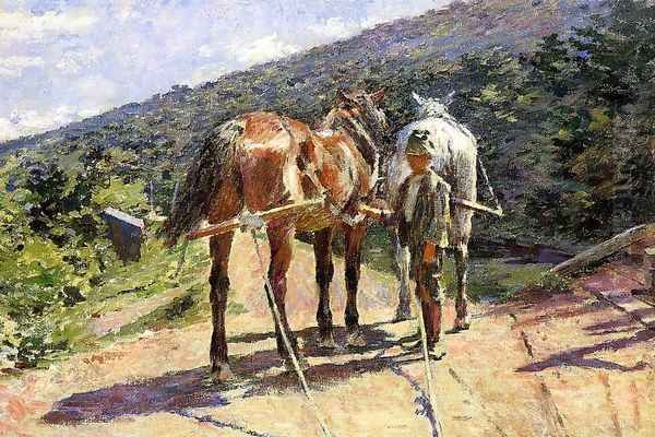 On the Tow-Path - A Halt by Theodore Robinson