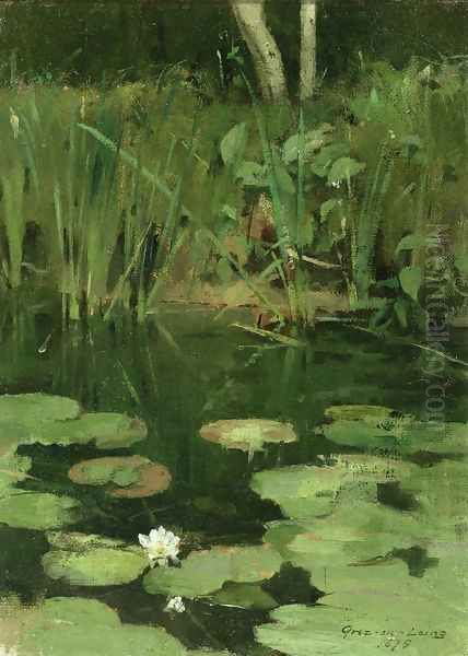 Water Lilies Oil Painting by Theodore Robinson