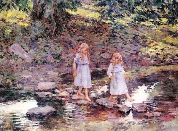 Stepping Stones Oil Painting by Theodore Robinson