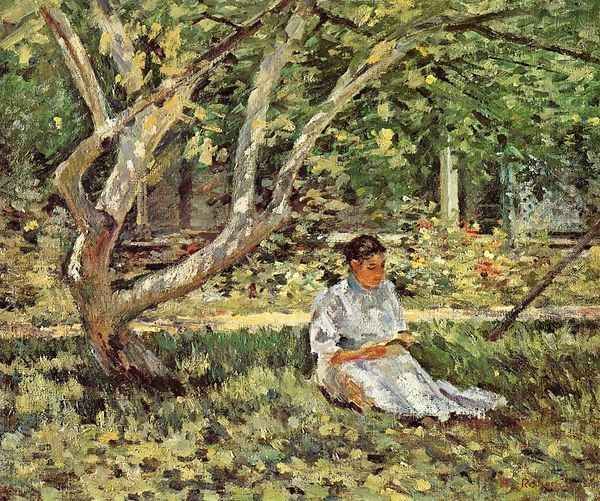 Nettie Reading Oil Painting by Theodore Robinson