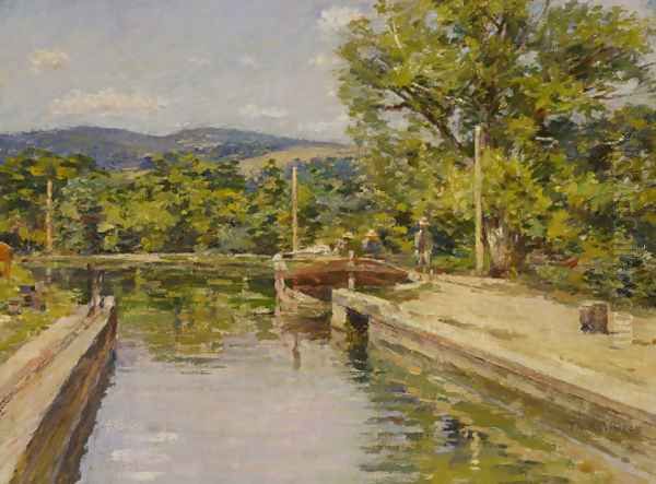 Canal Scene Oil Painting by Theodore Robinson