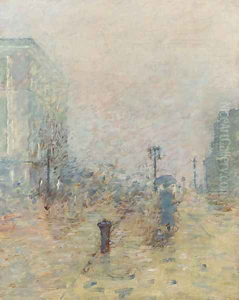 A Rainy Day, New York Oil Painting by Theodore Robinson