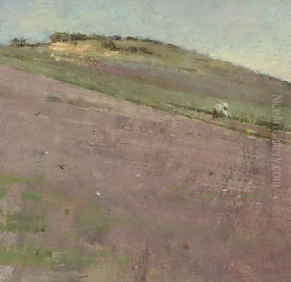 Hillside Oil Painting by Theodore Robinson