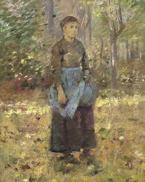 The Blue Apron Oil Painting by Theodore Robinson