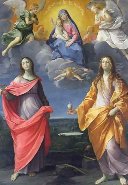 Madonna and Child with St. Lucy and Mary Magdalene, called the Madonna of the Snow, c.1623 Oil Painting by Guido Reni