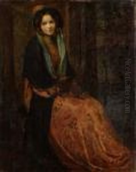 Portrait Of A Lady Oil Painting by Thomas E. Mostyn