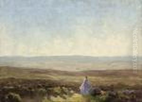 A Summer Afternoon On The Heath Oil Painting by Thomas E. Mostyn