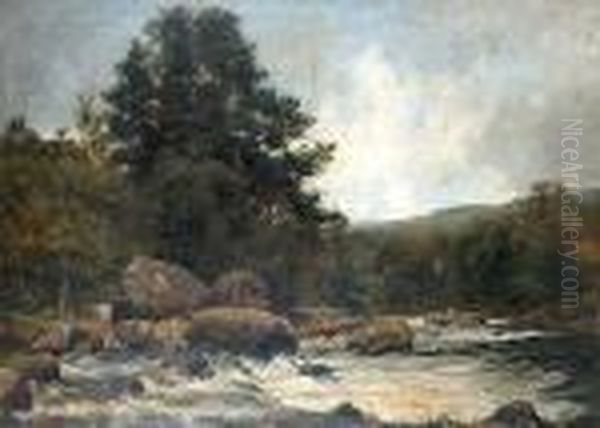 'the River', Betws-y-coed Oil Painting by Thomas E. Mostyn