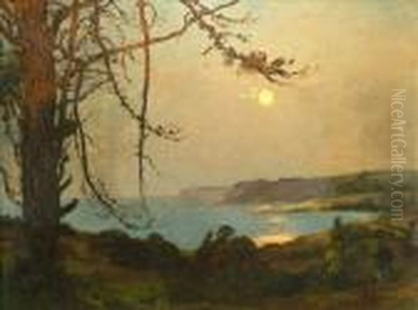 A Coastal View Oil Painting by Thomas E. Mostyn