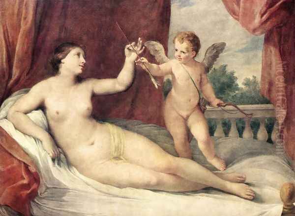 Reclining Venus with Cupid c. 1639 Oil Painting by Guido Reni