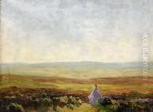 On The Moors Oil Painting by Thomas E. Mostyn