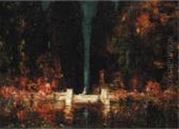 The Water Garden Oil Painting by Thomas E. Mostyn