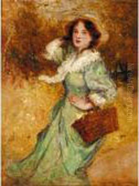 A Windy Day Oil Painting by Thomas E. Mostyn