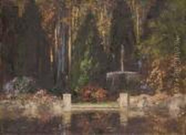 The Garden Of The Fountain Oil Painting by Thomas E. Mostyn