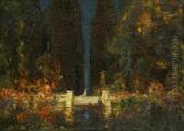 The Watergarden Oil Painting by Thomas E. Mostyn