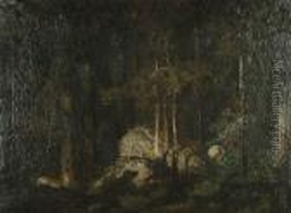 The Forest At Night. Oil Painting by Thomas E. Mostyn