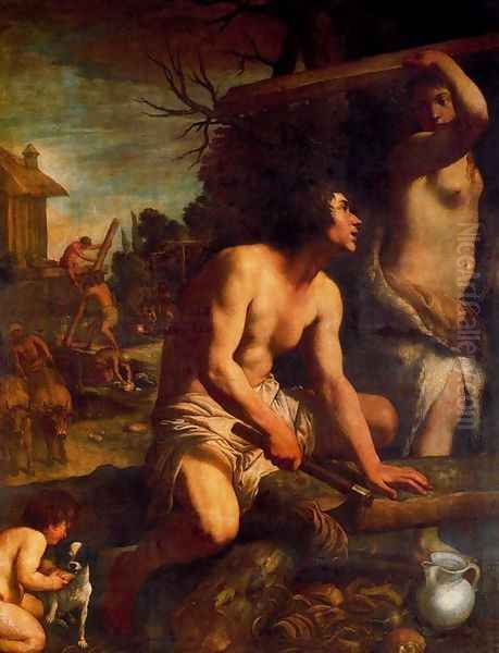 The construction of the Ark of Noah Oil Painting by Guido Reni