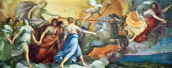 Aurora (Apollo follows the voraneilenden Aurora in his car) Oil Painting by Guido Reni