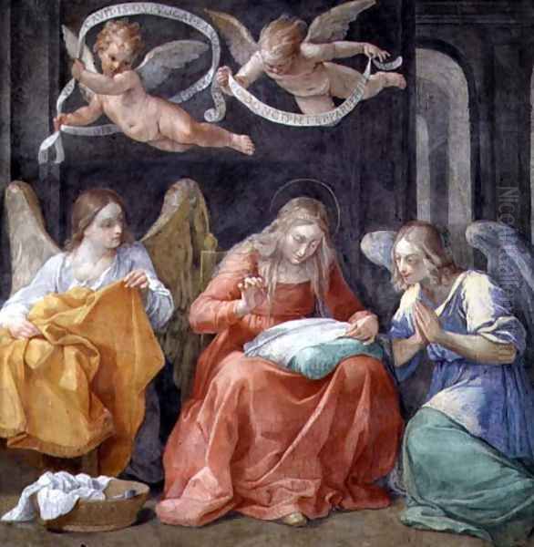 The Virgin Sewing, from the Cappella dellAnnunciata Chapel of the Annunciation 1610 Oil Painting by Guido Reni