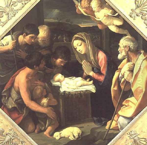 The Adoration of the Shepherds, c.1640-42 Oil Painting by Guido Reni