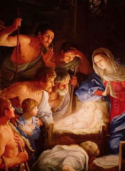 The Adoration of the Shepherds detail of the group surrounding Jesus Oil Painting by Guido Reni