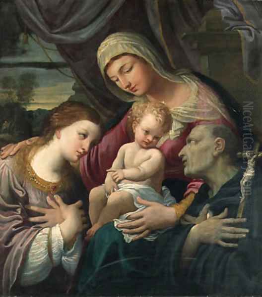 The Madonna and Child with Saints Mary Magdalene and Hyacinth Oil Painting by Guido Reni