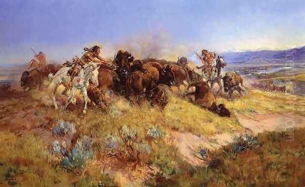 Buffalo Hunt No.40 Oil Painting by Charles Marion Russell