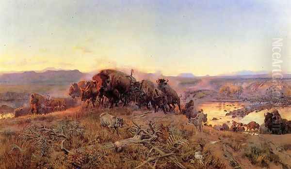 When the Land Belonged to God Oil Painting by Charles Marion Russell