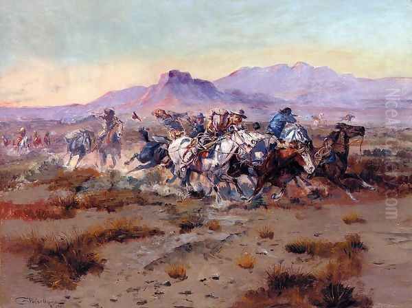 The Attack Oil Painting by Charles Marion Russell