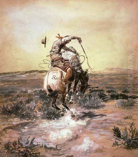 A Slick Rider Oil Painting by Charles Marion Russell