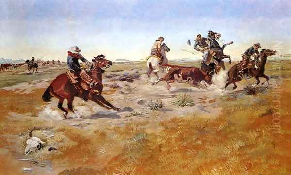 The Judith Basin Roundup Oil Painting by Charles Marion Russell