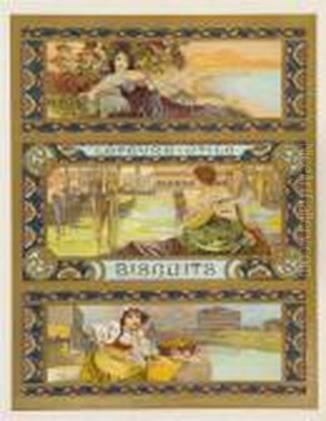 Lefevre-utile Biscuits Oil Painting by Alphonse Maria Mucha