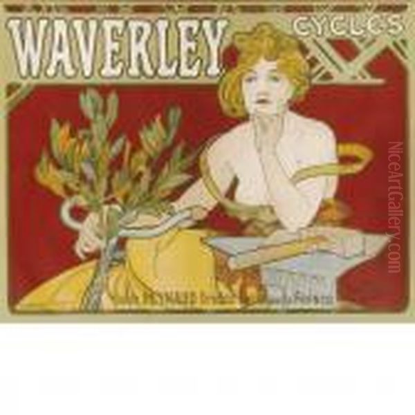 Waverley Cycles Oil Painting by Alphonse Maria Mucha