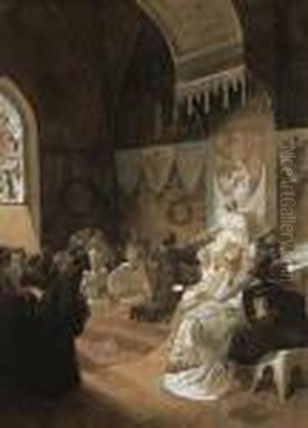 A Historic Scene Oil Painting by Alphonse Maria Mucha