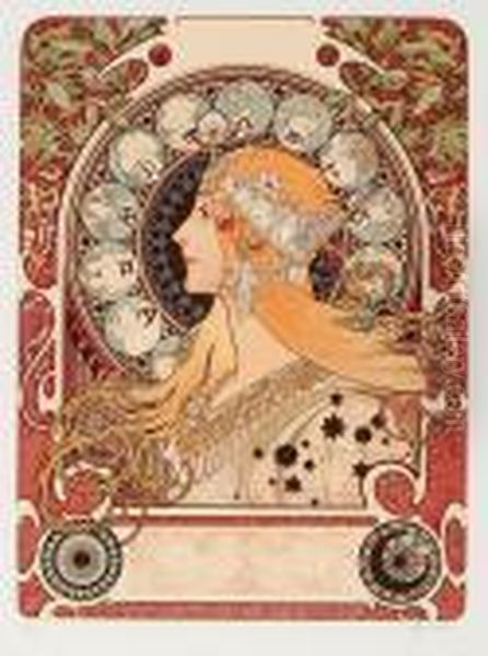 Zodiac Oil Painting by Alphonse Maria Mucha