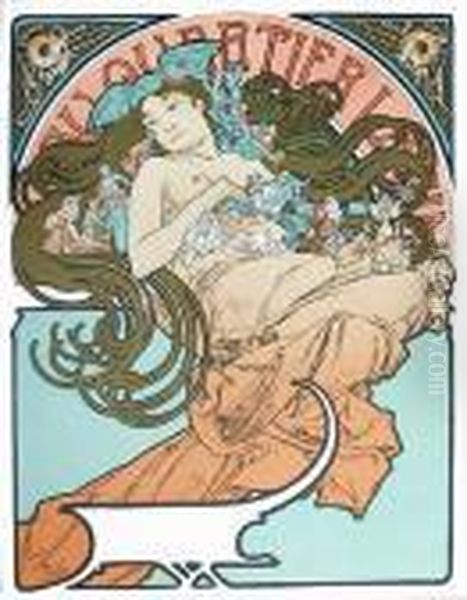 Au Quartier Latin, 12 Oil Painting by Alphonse Maria Mucha