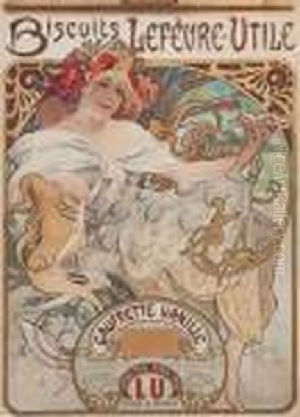 Biscuits Lefevre-utile Oil Painting by Alphonse Maria Mucha