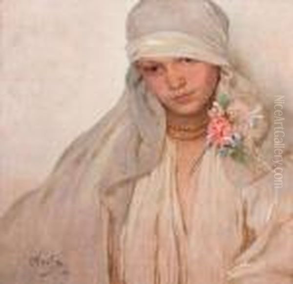 Nevista Oil Painting by Alphonse Maria Mucha