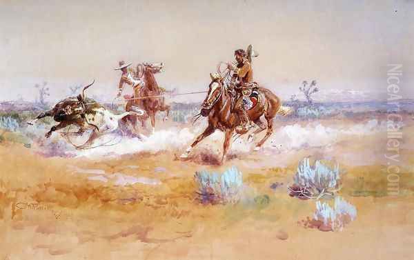 Mexico Oil Painting by Charles Marion Russell