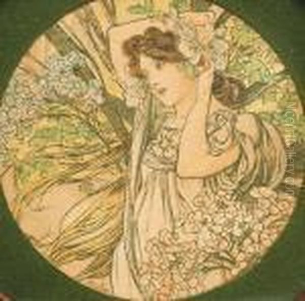 Untitled Oil Painting by Alphonse Maria Mucha