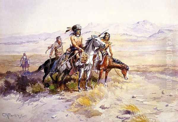 In Enemy Country Oil Painting by Charles Marion Russell