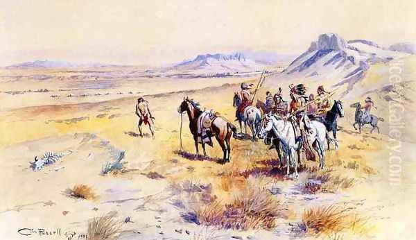 Indian War Party Oil Painting by Charles Marion Russell