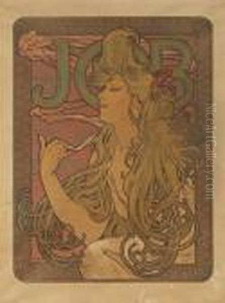 Publicite Du Papier A Cigarettes Job Oil Painting by Alphonse Maria Mucha