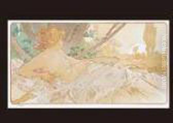 Dawn Oil Painting by Alphonse Maria Mucha