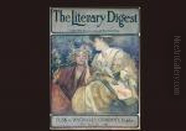 Front Cover Of Literary Digest Oil Painting by Alphonse Maria Mucha