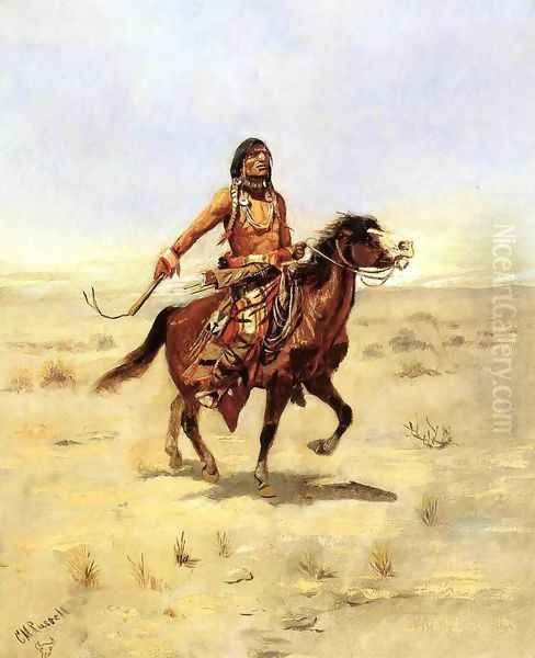 Indian Rider Oil Painting by Charles Marion Russell