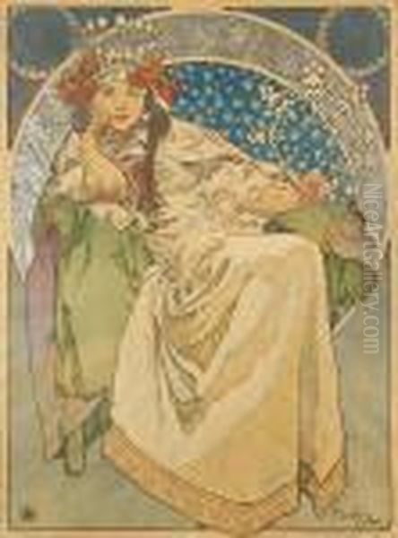 Princess Hyacintha - Poster Oil Painting by Alphonse Maria Mucha