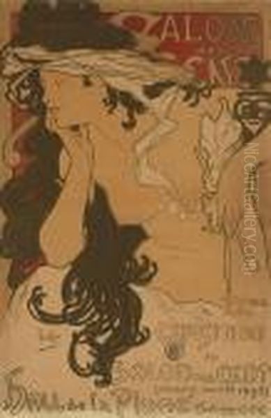 Salon Des Cent Oil Painting by Alphonse Maria Mucha