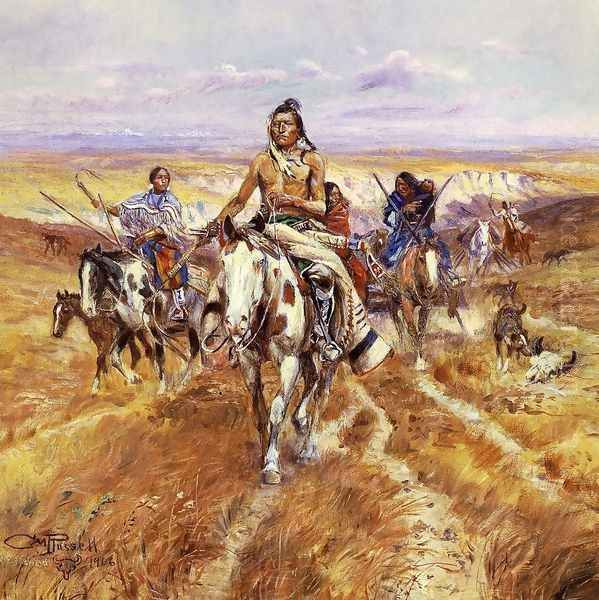 When the Plains Were His Oil Painting by Charles Marion Russell