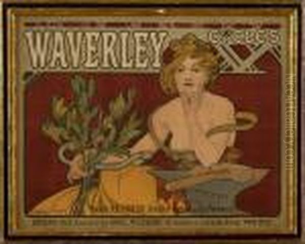 Waverly Cycles Oil Painting by Alphonse Maria Mucha